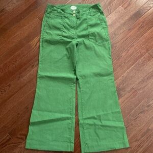 Anthropologie Naomi wide leg Kelly green flare pants Maeve 14